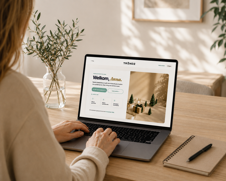 Online Kadoshop Pakketkeuze op laptop